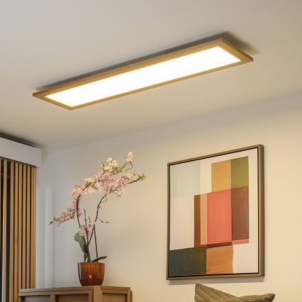 Eglo - Πάνελ πλαφονιέρα LED SALOBRENA-RW WOOD LED/34W/230V 2700/4000K 124x34 cm καφέ