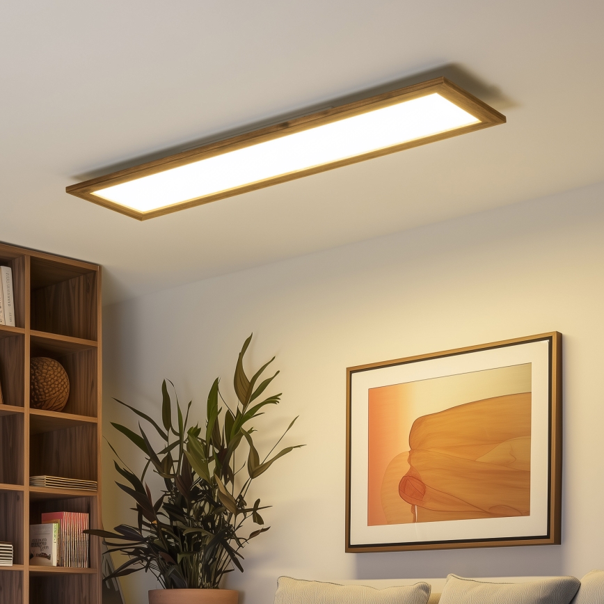 Eglo - Πάνελ πλαφονιέρα LED SALOBRENA-RW WOOD LED/34W/230V 2700/4000K 124x34 cm καφέ