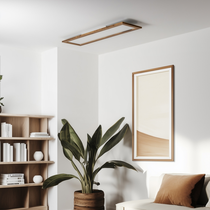 Eglo - Πάνελ πλαφονιέρα LED SALOBRENA-RW WOOD LED/34W/230V 2700/4000K 124x34 cm καφέ