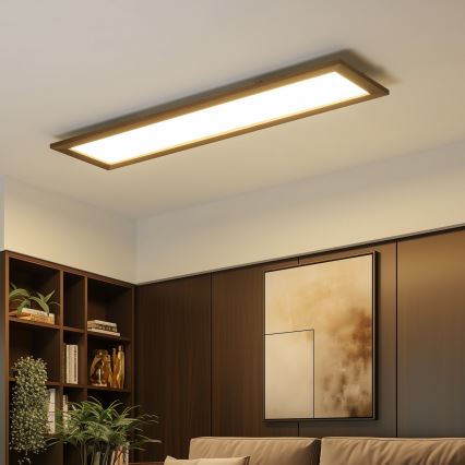 Eglo - Πάνελ πλαφονιέρα LED SALOBRENA-RW WOOD LED/34W/230V 2700/4000K 124x34 cm σκούρο καφέ