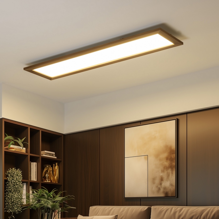Eglo - Πάνελ πλαφονιέρα LED SALOBRENA-RW WOOD LED/34W/230V 2700/4000K 124x34 cm σκούρο καφέ