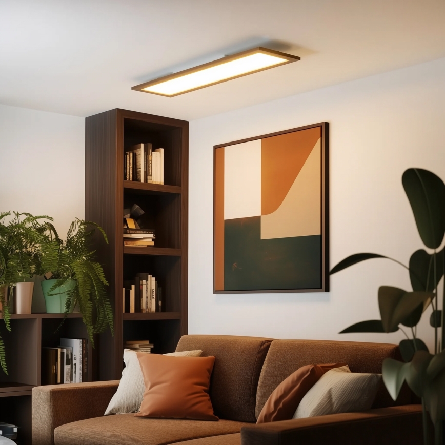 Eglo - Πάνελ πλαφονιέρα LED SALOBRENA-RW WOOD LED/34W/230V 2700/4000K 124x34 cm σκούρο καφέ