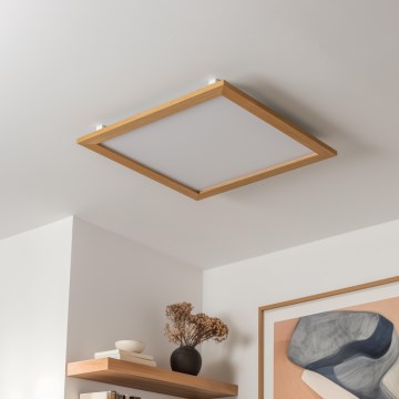 Eglo - Πάνελ πλαφονιέρα LED SALOBRENA-RW WOOD LED/34W/230V 2700/4000K 64x64 cm καφέ