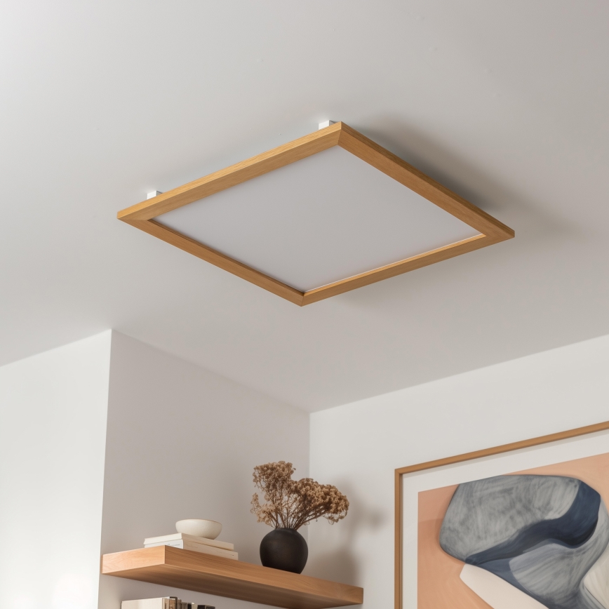 Eglo - Πάνελ πλαφονιέρα LED SALOBRENA-RW WOOD LED/34W/230V 2700/4000K 64x64 cm καφέ