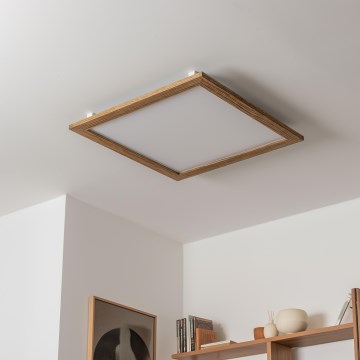 Eglo - Πάνελ πλαφονιέρα LED SALOBRENA-RW WOOD LED/34W/230V 2700/4000K 64x64 cm καφέ