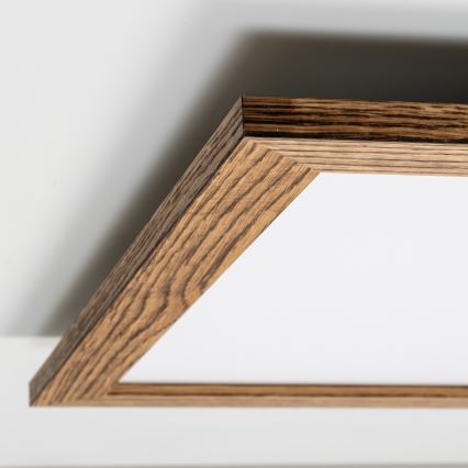 Eglo - Πάνελ πλαφονιέρα LED SALOBRENA-RW WOOD LED/34W/230V 2700/4000K 64x64 cm καφέ