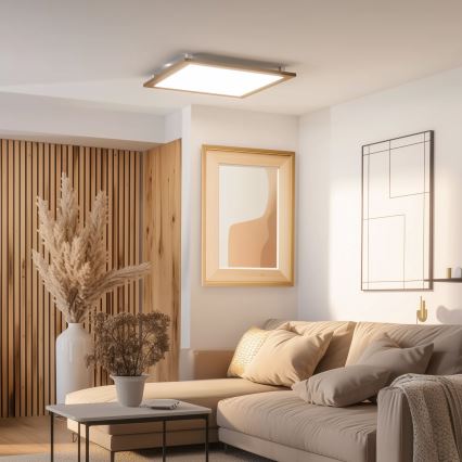 Eglo - Πάνελ πλαφονιέρα LED SALOBRENA-RW WOOD LED/34W/230V 2700/4000K 64x64 cm καφέ
