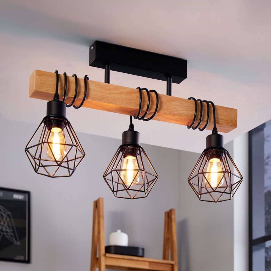 Eglo - Πλαφονιέρα οροφής TOWNSHEND 3xE27/60W/230V - FSC πιστοποιημένο