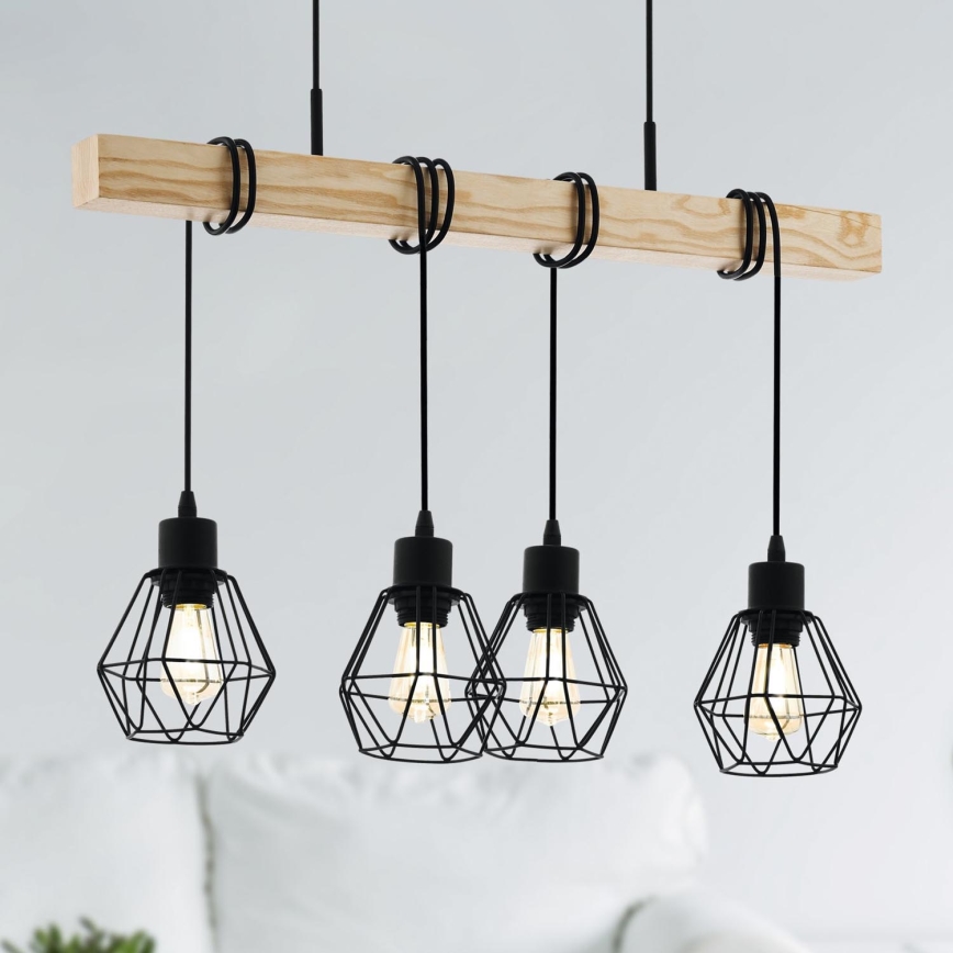Eglo - Πολύφωτο σε σχοινί TOWNSHEND 4xE27/60W/230V basket
