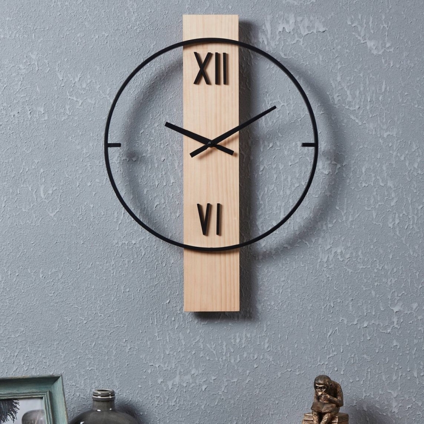 Eglo - Ρολόι τοίχου 1xAA 56x40 cm ξύλο/μεταλλικό - FSC πιστοποιημένο