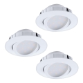 Eglo - ΣΕΤ 3x LED Dimmable χωνευτό φωτιστικό PINEDA 1xLED/5,5W/230V