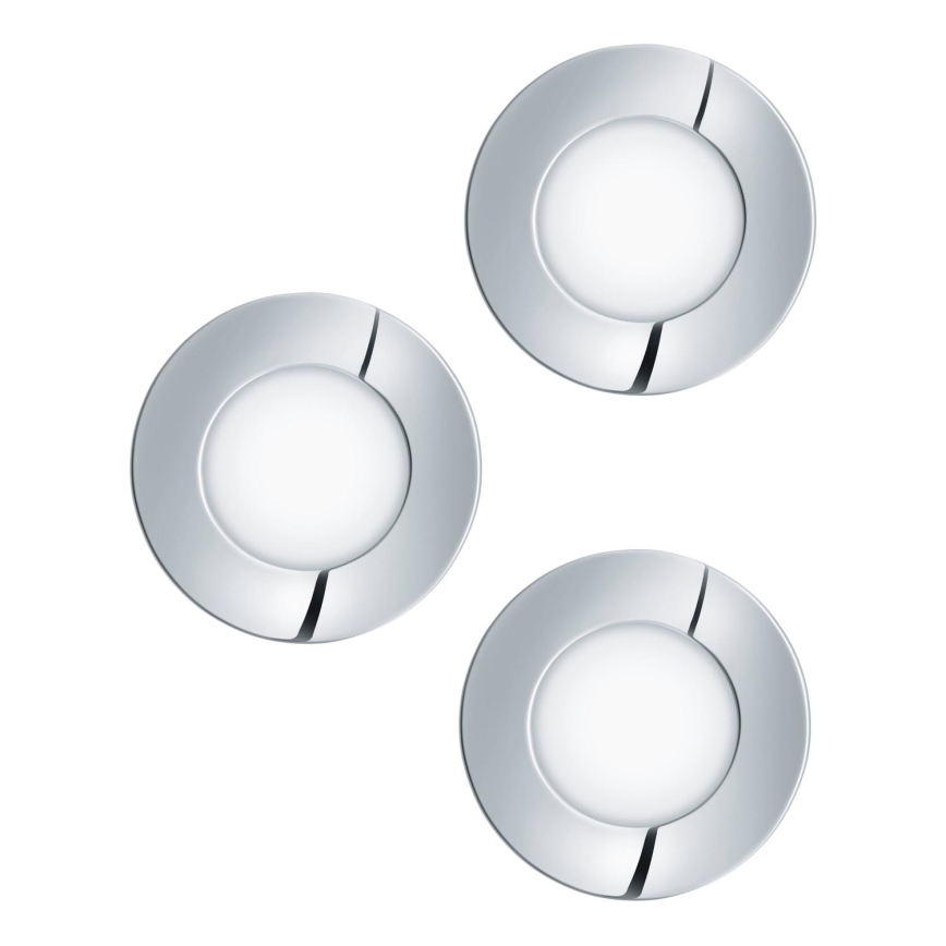 Eglo - ΣΕΤ 3x Χωνευτό Φωτιστικό μπάνιου LED FUEVA 1xLED/2,8W/230V IP44 γυαλιστερό χρώμιο