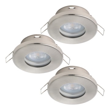 Eglo - ΣΕΤ 3xLED Χωνευτό φωτιστικό μπάνιου 1xGU10/4W/230V IP44 ματ χρώμιο