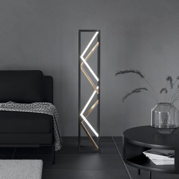 Eglo - Φωτιστικό δαπέδου LED Dimmable LED/23W/230V 2700-6500K μαύρο/χρυσό + τηλεχειριστήριο