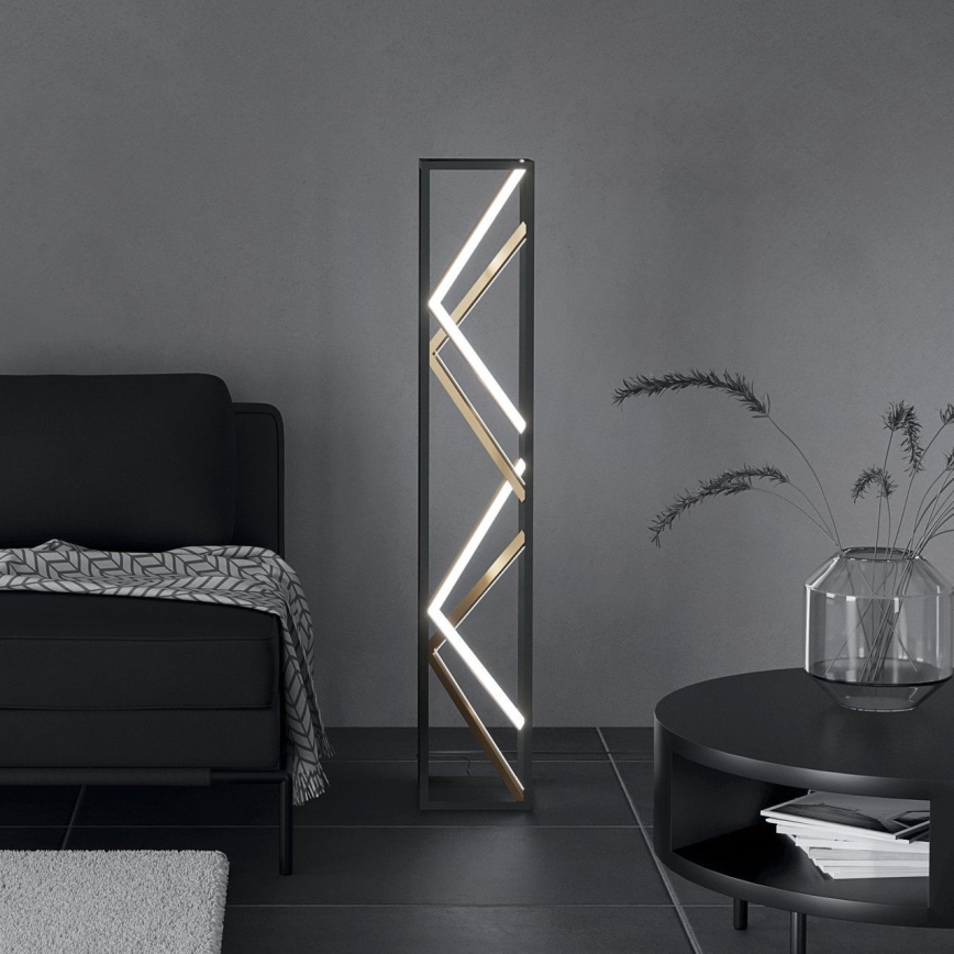 Eglo - Φωτιστικό δαπέδου LED Dimmable LED/23W/230V 2700-6500K μαύρο/χρυσό + τηλεχειριστήριο