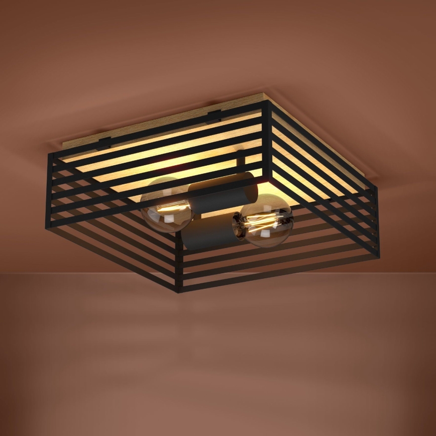 Eglo - Φωτιστικό οροφής 2xE27/40W/230V μαύρο/καφέ
