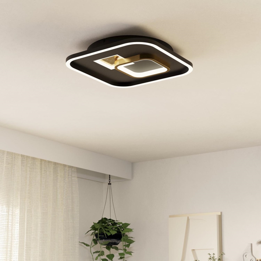 Eglo - Φωτιστικό οροφής LED 1xLED/16,2W/230V + 1xLED/9,2W 38x38 cm μαύρο/χρυσό