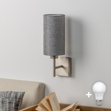 Eglo - Φωτιστικό τοίχου LED TUNJA 1xE27/60W/230V ματ χρώμιο/γκρι