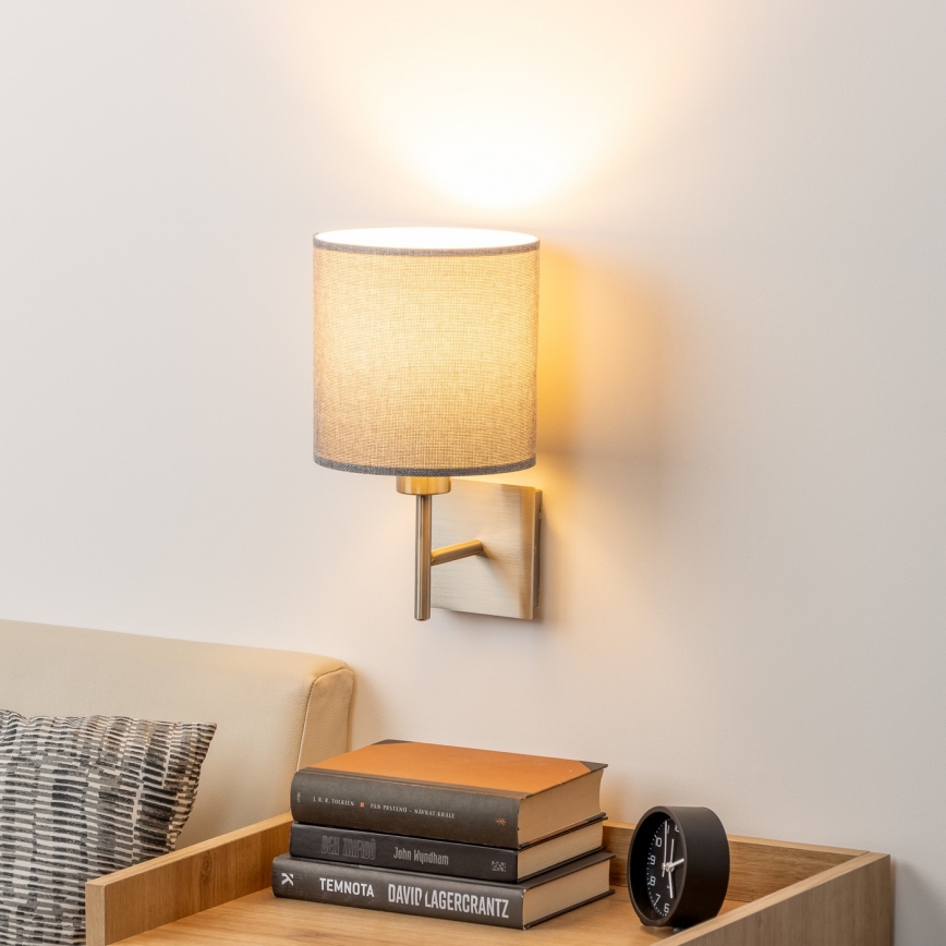 Eglo - Φωτιστικό τοίχου LED TUNJA 1xE27/60W/230V ματ χρώμιο/γκρι