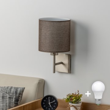 Eglo - Φωτιστικό τοίχου LED TUNJA 1xE27/60W/230V ματ χρώμιο/καφέ