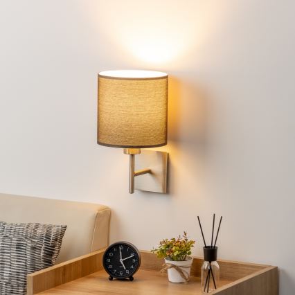 Eglo - Φωτιστικό τοίχου LED TUNJA 1xE27/60W/230V ματ χρώμιο/καφέ