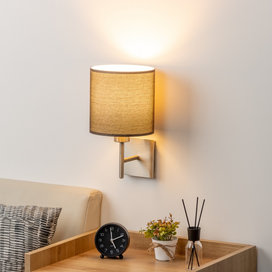Eglo - Φωτιστικό τοίχου LED TUNJA 1xE27/60W/230V ματ χρώμιο/καφέ