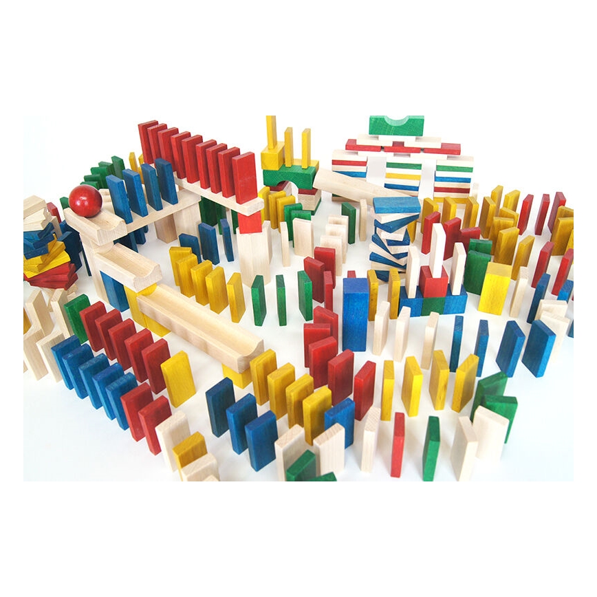 EkoToys - Ξύλινο ντόμινο πολύχρωμο 830 τμχ