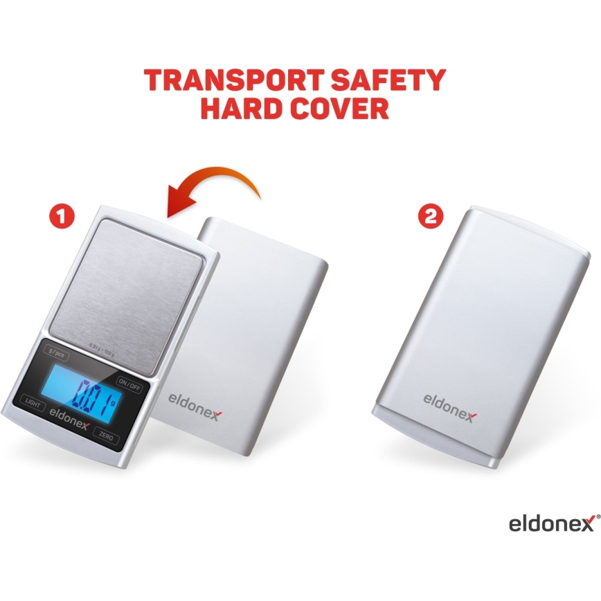 ELDONEX EKS-4040-SL - Ηλεκτρονική ζυγαριά ακριβείας 2xCR2032 ασημί