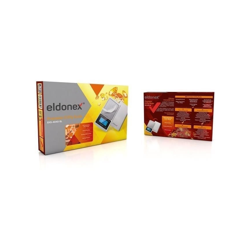 ELDONEX EKS-4040-SL - Ηλεκτρονική ζυγαριά ακριβείας 2xCR2032 ασημί
