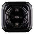 Elhard - Κεραμική ρετρό οικιακή πρίζα SCHUKO 230V με πλαίσιο, μαύρη