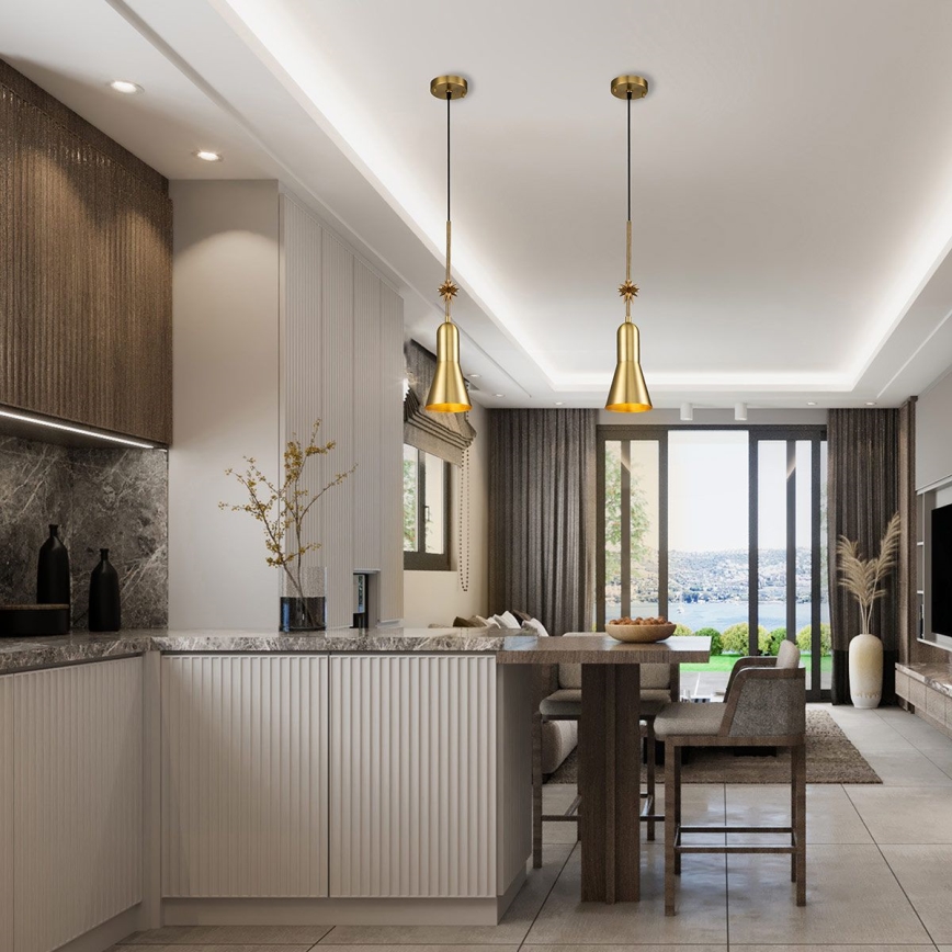 Elstead - Κρεμαστό φωτιστικό οροφής ETOILE 1xE27/60W/230V διάμετρος 13,3 cm χρυσό