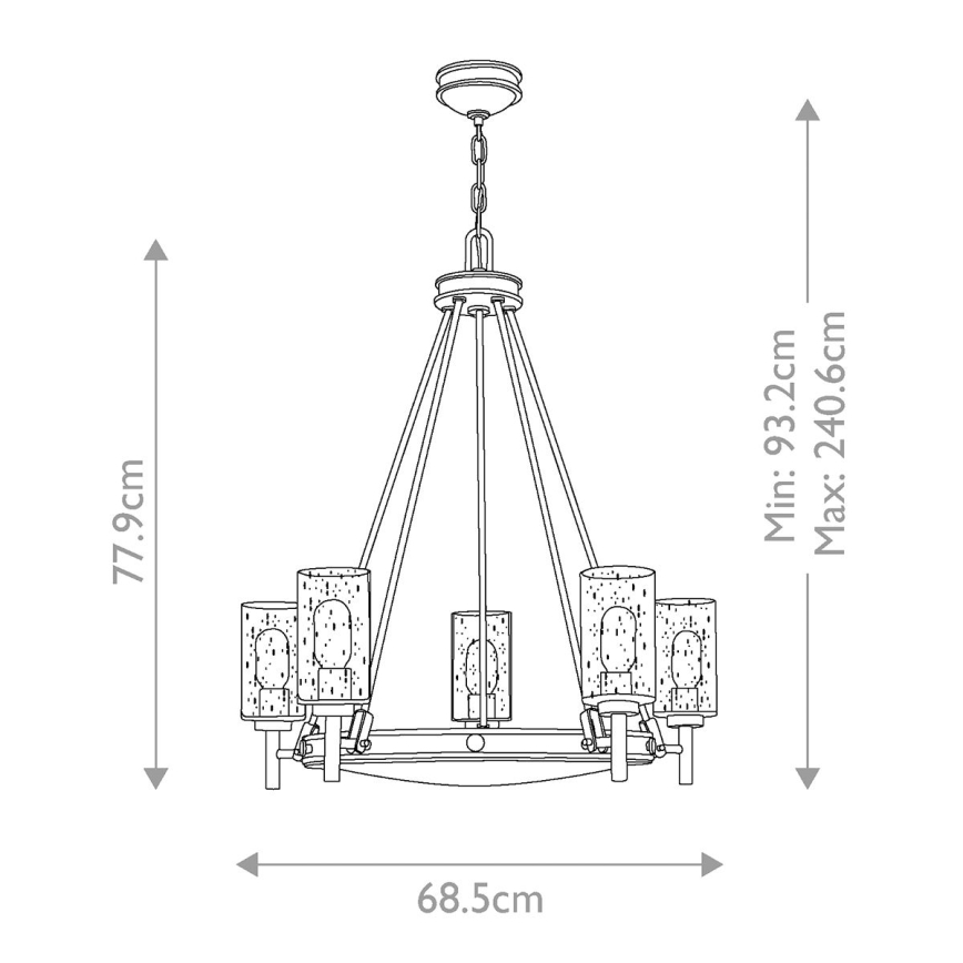 Elstead HK-COLLIER5 - Πολύφωτο κρεμαστό COLLIER 5xE27/100W/230V