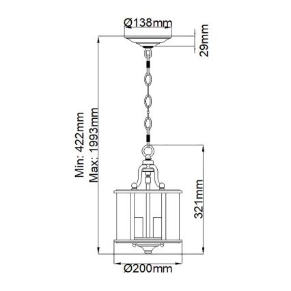 Elstead HK-GENTRY-P-S-PW - Kρεμαστό φωτιστικό GENTRY 3xE14/60W/230V