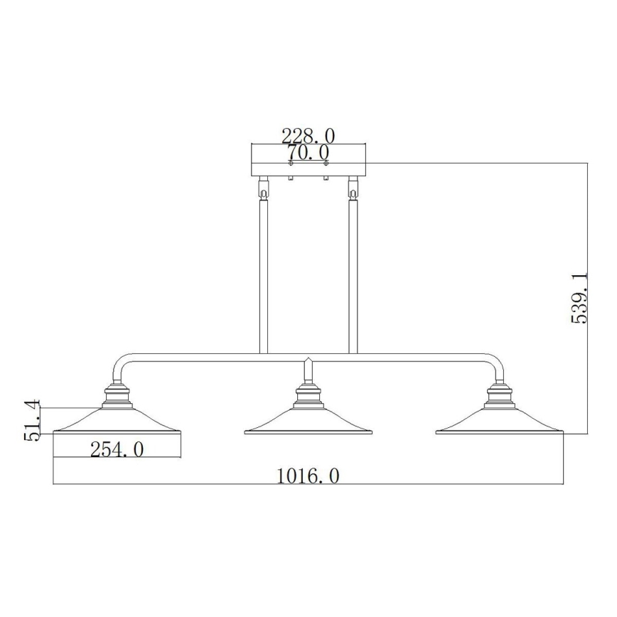Elstead HK-RIGBY-ISLE-KZ - Πολύφωτο κρεμαστό RIGBY 3xE27/60W/230V