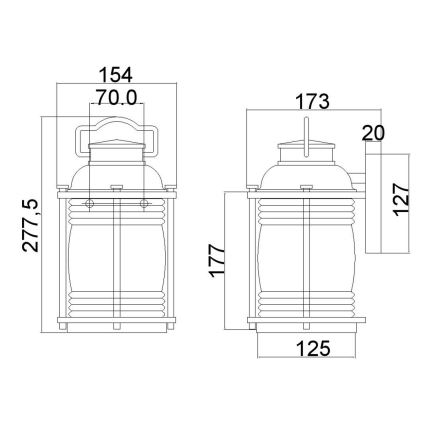 Elstead KL-ASHLANDBAY2-S - Επιτοίχιο φωτιστικό εξωτερικού χώρου ASHLAND 1xE27/60W/230V IP44