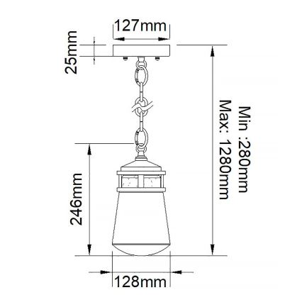Elstead KL-LYNDON8-S-AZ - Πολύφωτο εξωτερικού χώρου LYNDON 1xE27/75W/230V IP44 ανθρακί