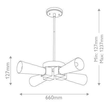 Elstead - Φωτιστικό οροφής σε ράβδο KRISTY 4xE27/40W/230V, χάλκινο