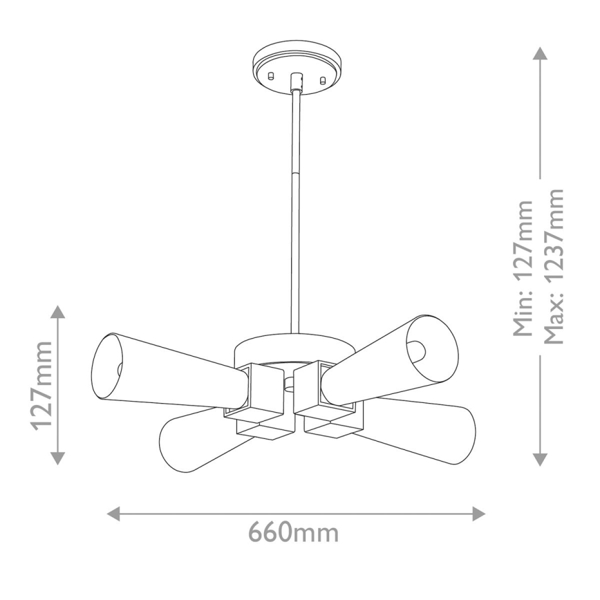 Elstead - Φωτιστικό οροφής σε ράβδο KRISTY 4xE27/40W/230V, χάλκινο