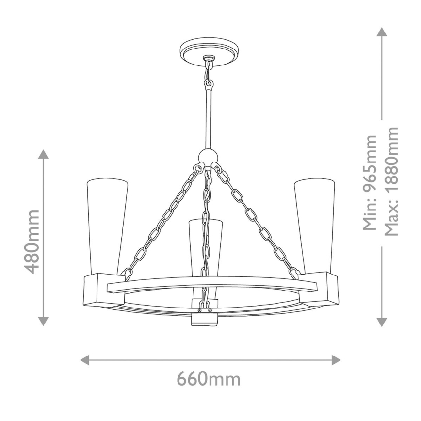 Elstead - Φωτιστικό οροφής με ράβδο KRISTY 3xE27/40W/230V, φινίρισμα χαλκού
