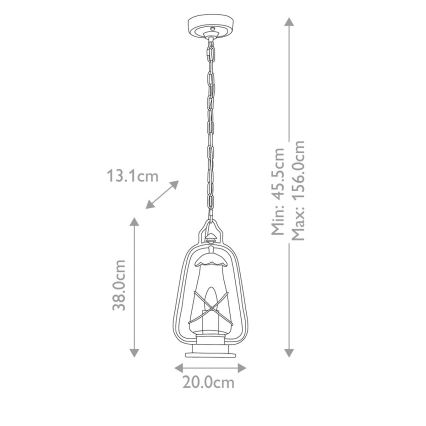 Elstead - Εξωτερικός πολυέλαιος με αλυσίδα MINERS 1xE27/60W/230V IP44 μπρονζέ