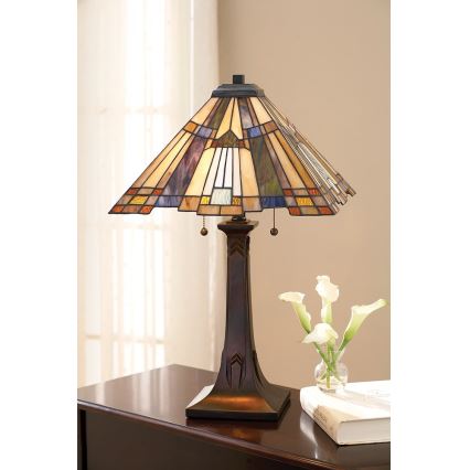 Elstead - Επιτραπέζιο φωτιστικό Tiffany INGLENOOK 2xE27/60W/230V