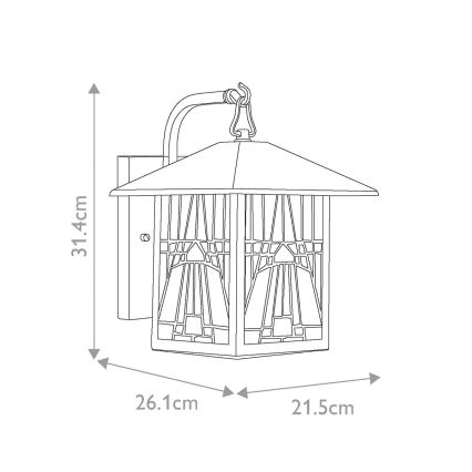 Elstead - Εξωτερικό φωτιστικό τοίχου Tiffany INGLENOOK 1xE27/60W/230V IP44