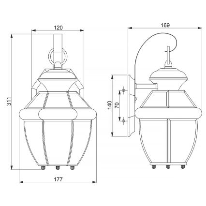Elstead - Επιτοίχιο φωτιστικό εξωτερικού χώρου NEWBURY 1xE27/60W/230V IP44