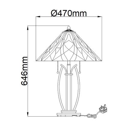 Elstead - Επιτραπέζιο φωτιστικό Tiffany VICTORY 2xE27/60W/230V