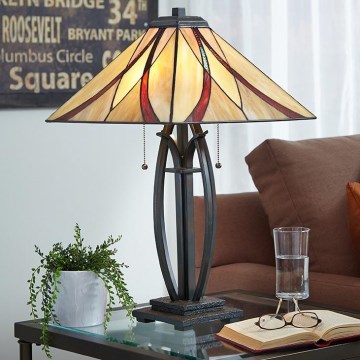 Elstead - Επιτραπέζιο φωτιστικό Tiffany ASHEVILLE 2xE27/60W/230V