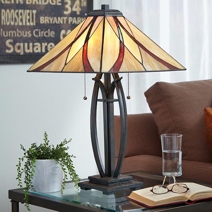 Elstead - Επιτραπέζιο φωτιστικό Tiffany ASHEVILLE 2xE27/60W/230V