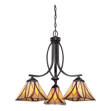 Elstead - Κρεμαστός πολυέλαιος με αλυσίδα Tiffany ASHEVILLE 3xE27/60W/230V