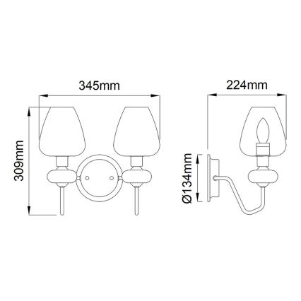 Elstead - Φωτιστικό τοίχου ARMAND 2xE14/40W/230V μαύρο/ορείχαλκος