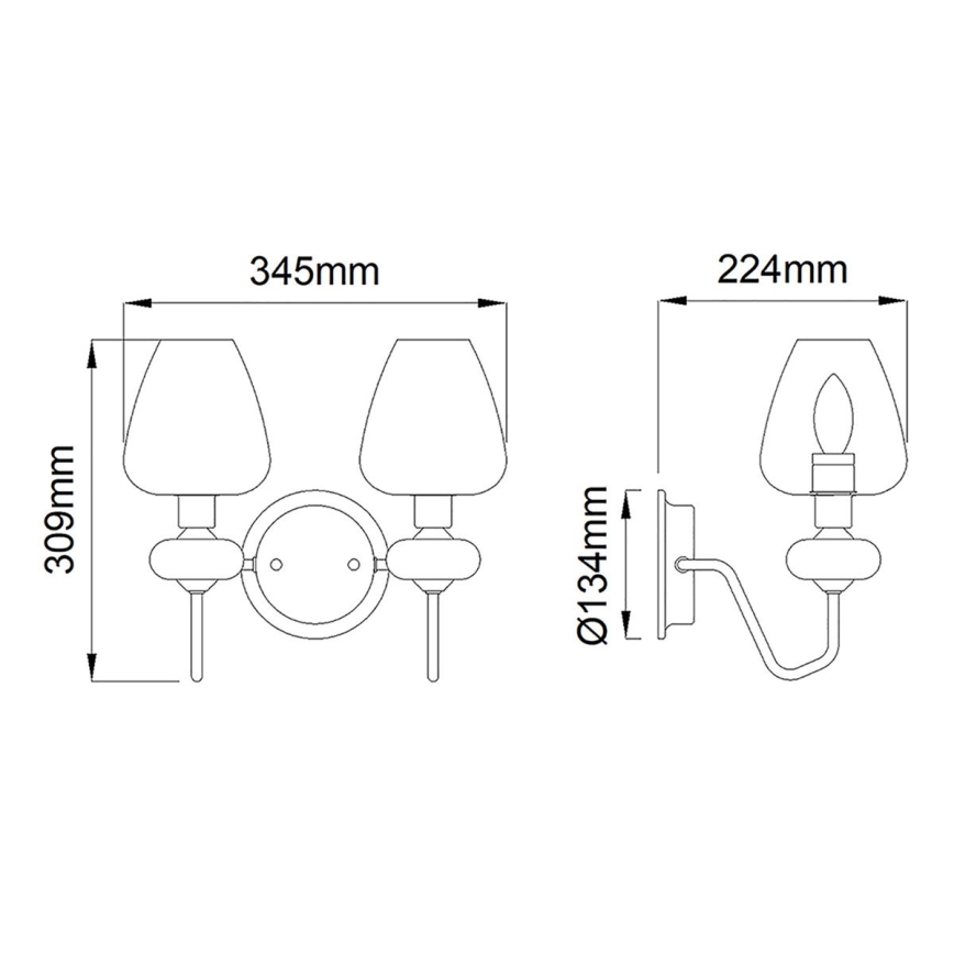 Elstead - Φωτιστικό τοίχου ARMAND 2xE14/40W/230V μαύρο/ορείχαλκος