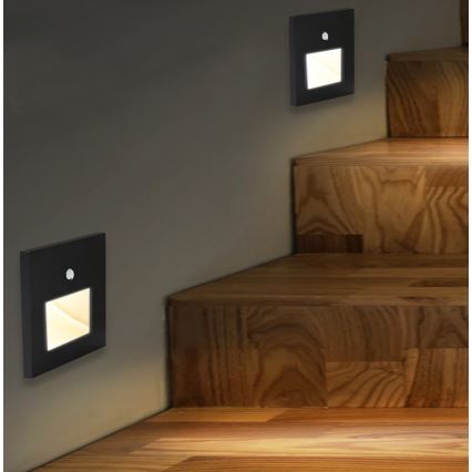 Emithor 70418 - LED φωτιστικό σκάλας με αισθητήρα SUNNY LED/1W/230V 4000K μαύρο